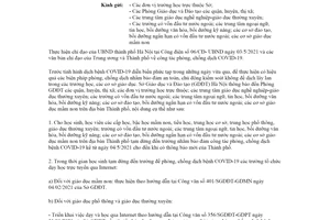 Công văn 1142/SGDĐT-CTTT 2021 học sinh tạm dừng đến trường phòng chống COVID19 Hà Nội