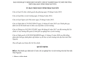 Quyết định 23/2021/QĐ-UBND một số mức chi sự nghiệp bảo vệ môi trường tỉnh Thái Nguyên