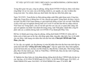 Chỉ thị 06/CT-CTUBND 2021 quyết liệt thực hiện phòng chống dịch COVID19 tỉnh Vĩnh Phúc