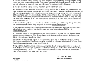 Công văn 3751/CV-BCĐ 2021 đẩy mạnh khai báo y tế điện tử phục vụ phòng chống dịch COVID19