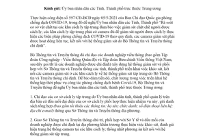 Công văn 1407/BTTTT-CVT 2021 phối hợp chỉ đạo thực hiện Công điện 597/CĐ-BCĐ