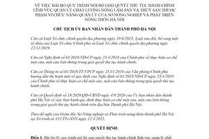 Quyết định 1985/QĐ-UBND 2021 thủ tục hành chính chất lượng nông lâm sản Sở Nông nghiệp Hà Nội