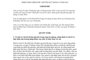 Nghị quyết 48/NQ-CP 2021 phiên họp Chính phủ thường kỳ tháng 4