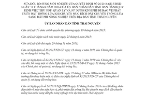 Quyết định 22/2021/QĐ-UBND sửa đổi Quyết định 26/2016/QĐ-UBND tỉnh Thái Nguyên