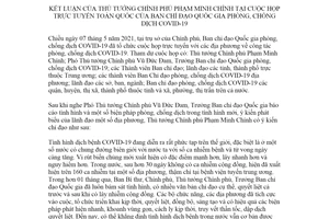 Thông báo 98/TB-VPCP 2021 kết luận tại cuộc họp trực tuyến toàn quốc phòng chống dịch COVID19