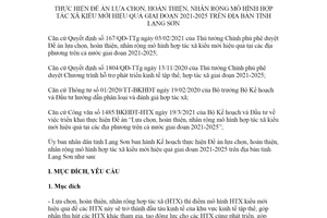 Kế hoạch 102/KH-UBND 2021 Đề án lựa chọn hoàn thiện mô hình hợp tác xã kiểu mới Lạng Sơn