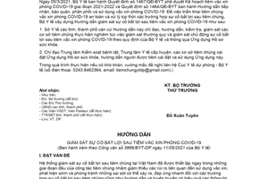 Công văn 3886/BYT-DP 2021 hướng dẫn giám sát sự cố bất lợi sau tiêm vắc xin phòng COVID19