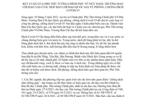 Thông báo 101/TB-VPCP 2021 kết luận của Phó Thủ tướng về phòng chống dịch Covid19