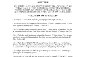 Quyết định 13/2021/QĐ-UBND sửa đổi Quyết định 23/2016/QĐ-UBND tỉnh Bạc Liêu