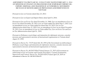 Circular 27/2021/TT-BTC amendment to Circular 19/2014/TT-BTC