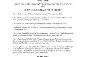 Quyết định 11/2021/QĐ-UBND bãi bỏ các quyết định của Ủy ban nhân dân thành phố Hồ Chí Minh