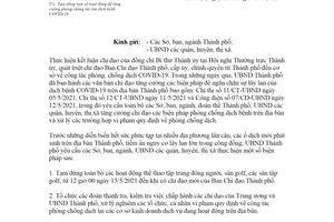 Công văn 17/CV-BCĐ 2021 tạm dừng một số hoạt động để phòng chống lây lan Covid 19 Hà Nội
