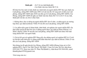 Công văn 367/AIDS-GSXN 2021 đảm bảo chính xác thông tin trường hợp xét nghiệm nhiễm HIV