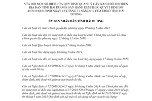 Quyết định 16/2021/QĐ-UBND sửa đổi Quy định kèm theo Quyết định 49/2019/QĐ-UBND Hải Dương