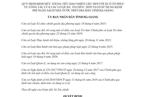 Quyết định 09/2021/QĐ-UBND định mức tối đa tiêu hao nhiên liệu đối với xe ô tô Hà Giang