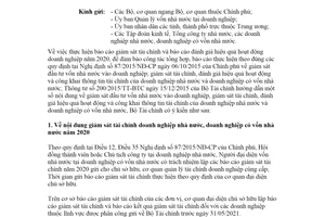 Công văn 4779/BTC-TCDN 2021 thực hiện báo cáo giám sát tài chính 2020