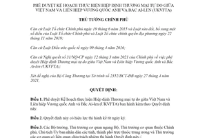 Quyết định 721/QĐ-TTg 2021 phê duyệt Kế hoạch thực hiện Hiệp định Thương mại tự do UKVFTA