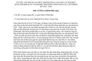 Công điện 633/CĐ-TTg 2021 tập trung tổ chức thành công cuộc bầu cử đại biểu Quốc hội khóa XV