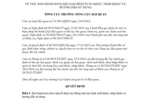 Quyết định 1357/QĐ-TCHQ 2021 Bảng mã loại hình xuất khẩu nhập khẩu và hướng dẫn sử dụng