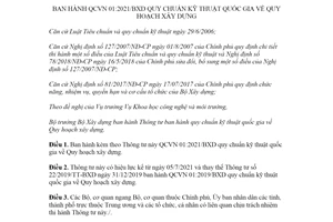 Thông tư 01/2021/TT-BXD QCVN 01:2021/BXD Quy chuẩn kỹ thuật quốc gia về Quy hoạch xây dựng