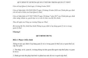 Thông tư 31/2021/TT-BTC áp dụng quản lý rủi ro trong quản lý thuế