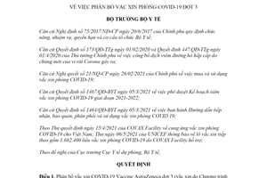 Quyết định 2499/QĐ-BYT 2021 phân bổ vắc xin phòng COVID 19 đợt 3