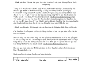 Công văn 585/UBDT-KHTC 2021 hướng dẫn thực hiện chế độ báo cáo thống kê công tác dân tộc