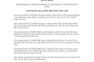 Quyết định 21/QĐ-UBMC 2021 Quy chế hoạt động Tiểu ban sông Cửu Long Ủy ban sông Mê Công