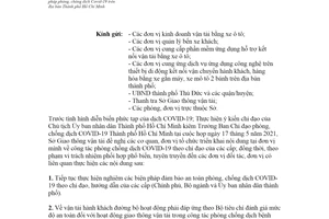 Công văn 4988/SGTVT-VTĐB 2021 thực hiện nghiêm biện pháp phòng chống Covid 19 Hồ Chí Minh