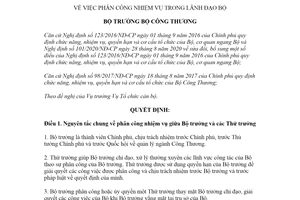 Quyết định 1443/QĐ-BCT 2021 phân công nhiệm vụ trong Lãnh đạo Bộ