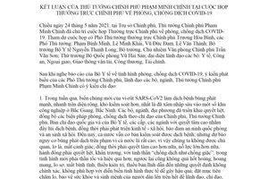 Thông báo 121/TB-VPCP 2021 kết luận của Thủ tướng về phòng chống dịch COVID 19