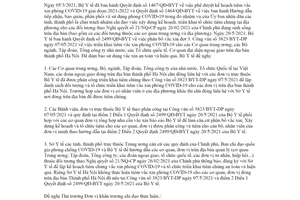 Công văn 4260/BYT-DP 2021 triển khai tiêm vắc xin phòng COVID 19