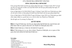 Quyết định 289/QĐ-TTCP 2021 công bố Danh mục văn bản quy phạm pháp luật hết hiệu lực