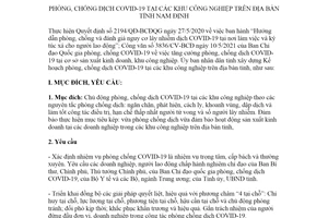 Kế hoạch 54/KH-UBND 2021 tăng cường phòng chống dịch COVID 19 tại khu công nghiệp Nam Định