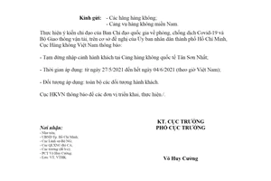 Công văn 2241/CHK-VTHK 2021 dừng nhập cảnh tại Cảng hàng không quốc tế Tân Sơn Nhất