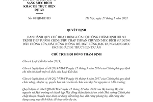 Quyết định 01/QĐ-HĐTĐ 2021 hoạt động của Hội đồng thẩm định chuyển mục đích đất trồng lúa