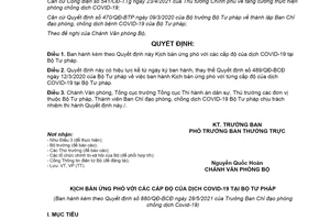 Quyết định 880/QĐ-BCĐ 2021 Kịch bản ứng phó với các cấp độ của dịch COVID19 tại Bộ Tư pháp