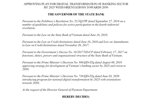 Quyết định 810/QĐ-NHNN 2021 phê duyệt Kế hoạch Chuyển đổi số ngành Ngân hàng đến 2025