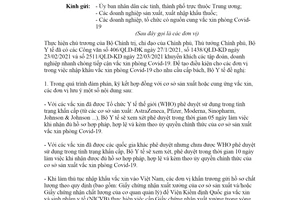 Công văn 4433/BYT-QLD 2021 tăng cường tiếp cận vắc xin phòng Covid19