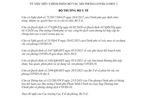 Quyết định 2684/QĐ-BYT 2021 phân bổ vắc xin phòng COVID 19 đợt 3