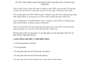 Thông báo 507/TB-BGDĐT 2021 tiếp nhận vào làm công chức tại Bộ Giáo dục