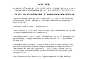 Quyết định 56/QĐ-HĐTĐQH 2021 kế hoạch thẩm định Quy hoạch mạng lưới đường bộ