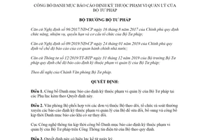 Quyết định 895/QĐ-BTP 2021 Danh mục báo cáo định kỳ thuộc phạm vi quản lý Bộ Tư pháp