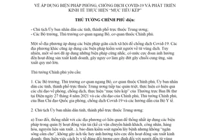 Công điện 789/CĐ-TTg 2021 áp dụng biện pháp phòng chống dịch Covid 19 và phát triển kinh tế