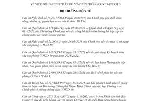 Quyết định 2789/QĐ-BYT 2021 điều chỉnh phân bổ vắc xin phòng COVID19 đợt 3
