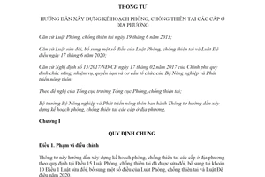 Thông tư 02/2021/TT-BNNPTNT xây dựng kế hoạch phòng chống thiên tai các cấp ở địa phương