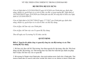 Quyết định 699/QĐ-BXD 2021 phân công nhiệm vụ trong Lãnh đạo Bộ Xây dựng