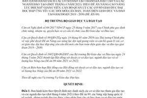 Quyết định 1835/QĐ-BGDĐT 2021 cơ sở đào tạo tham gia đào tạo nâng cao năng lực giảng viên