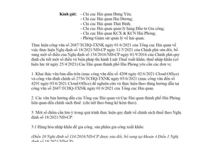 Công văn 5819/HQHP-TXNK 2021 thực hiện Công văn 2687/TCHQ-TXNK Cục Hải quan Hải Phòng