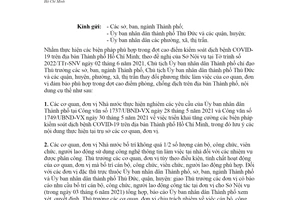 Công văn 1803/UBND-VX 2021 thay đổi cách làm việc của cơ quan để phòng COVID 19 Hồ Chí Minh